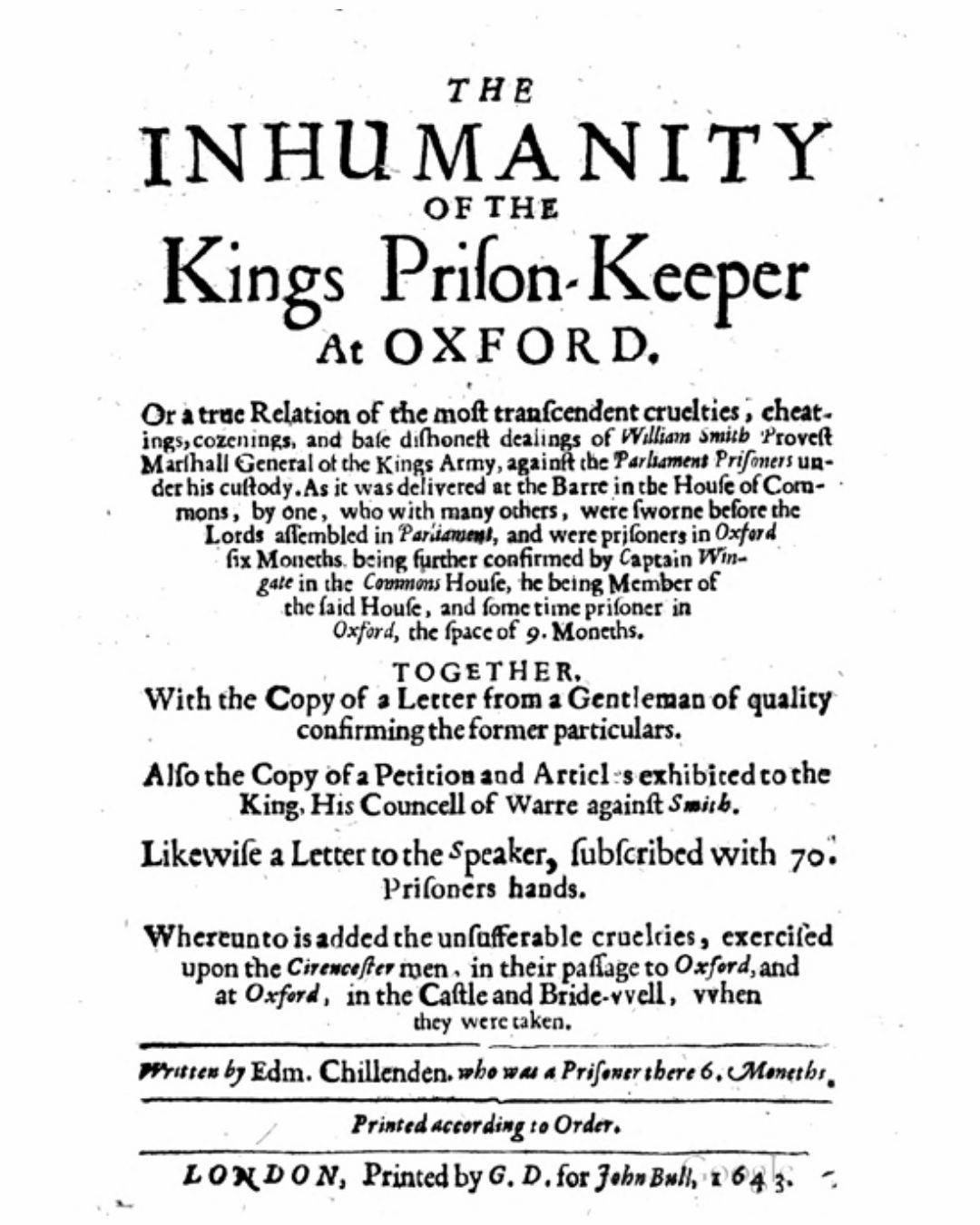 The Inhumanity Of The King's Prison Keep At Oxford Book