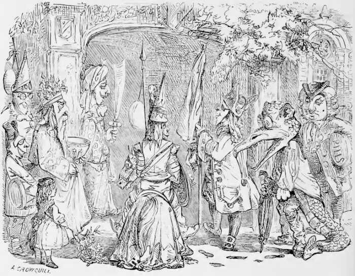 Illustration called 'A party of mummers' that is within Robert Chambers'